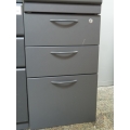 Dark Grey 3 Drawer Lateral Filing Cabinet Pedestal, Locking